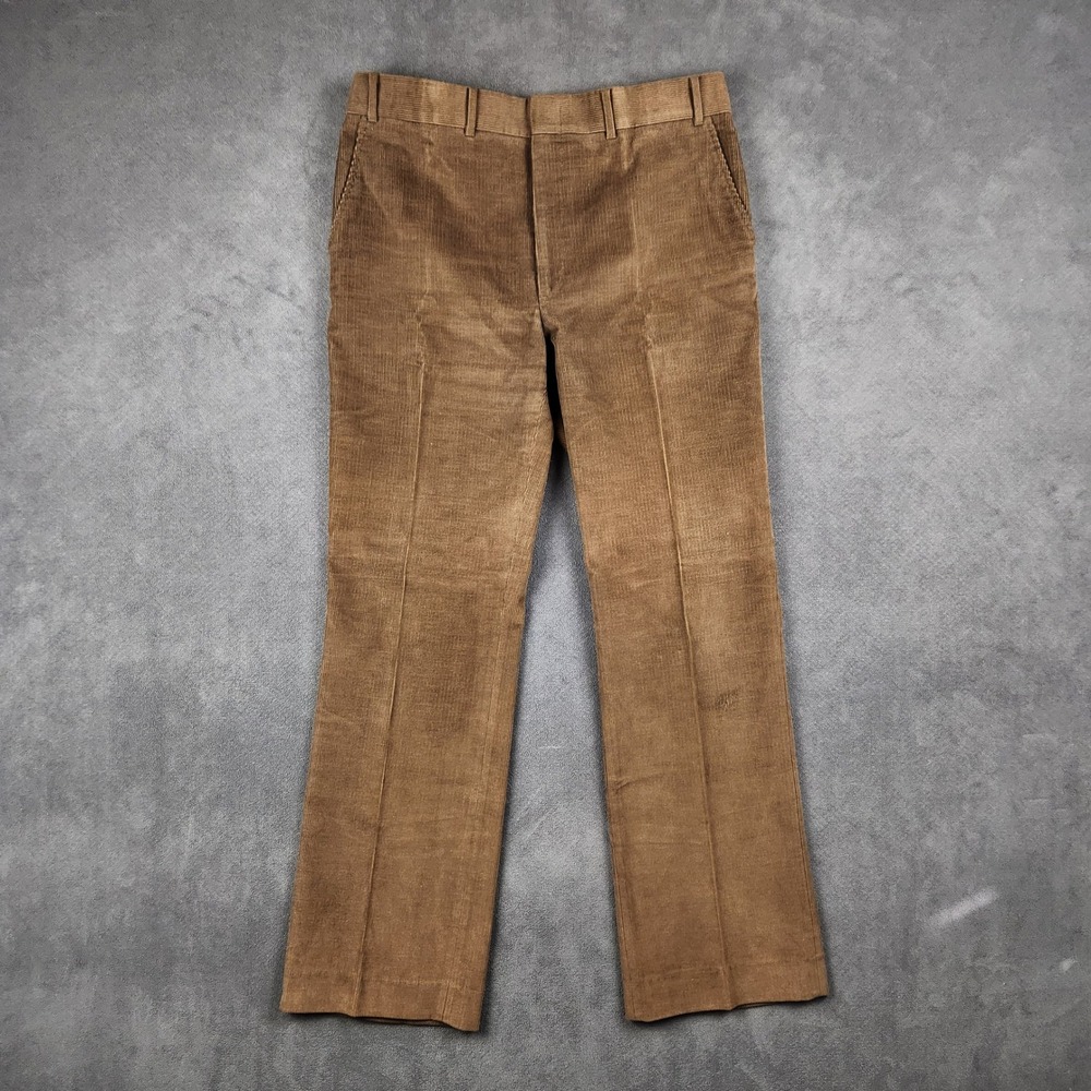 Vintage Sears Roebuck Corduroy‎ Pants Mens 38R 36x33 Brown Straight Leg 70s USA